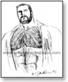 Bearded muscleman, shirt open showing huge furry chest