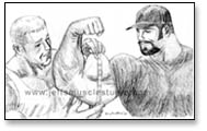 Carl measures John's arm