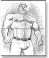 Older muscleman with white beard and cigar
