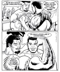 Muscle Meeting comic panels