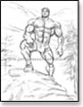 muscular hiker on mountaintop