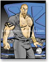 Muscular, goateed auto mechanic