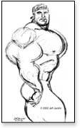 Quick sketch of freakishly huge bodybuilder in do rag